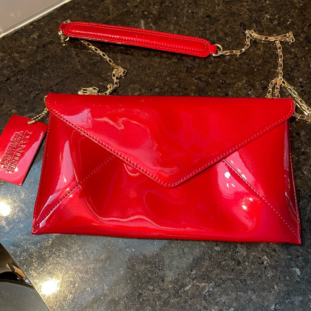 Danier Red Glossy Leather Clutch!